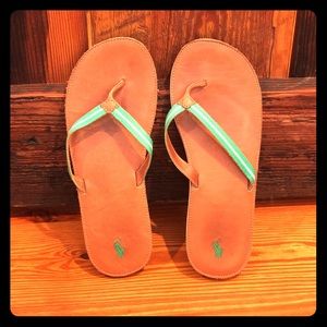 Green Ralph Lauren Flip Flops